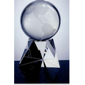 Large Crystal World Globe w/ Triangle Base (6 1/2")